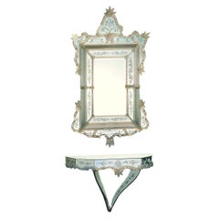 Set Specchio + Consolle in Vetro di Murano im Stil von Veneziano