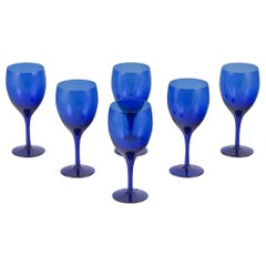 Vintage Monica Bratt for Reijmyre, Swedish glassworks. Set of six red wine glasses.
