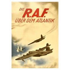 Affiche de propagande vintage de la Seconde Guerre mondiale RAF Over The Atlantic Royal Air Force