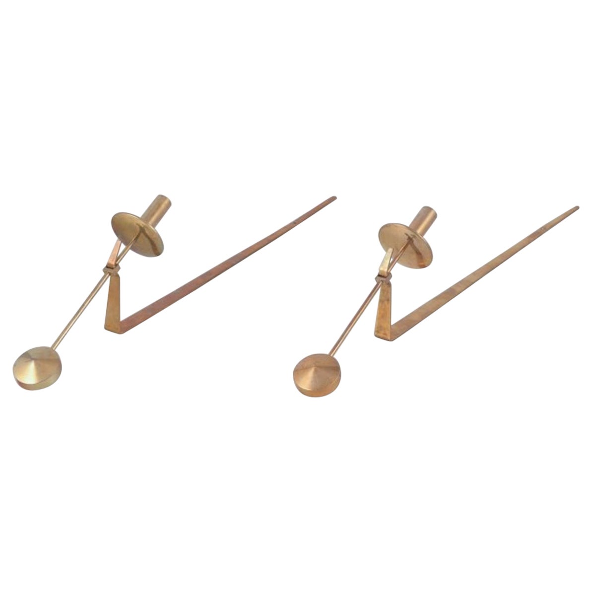 Skultuna, Sweden.Pair of wall-mounted candle sconces in brass.