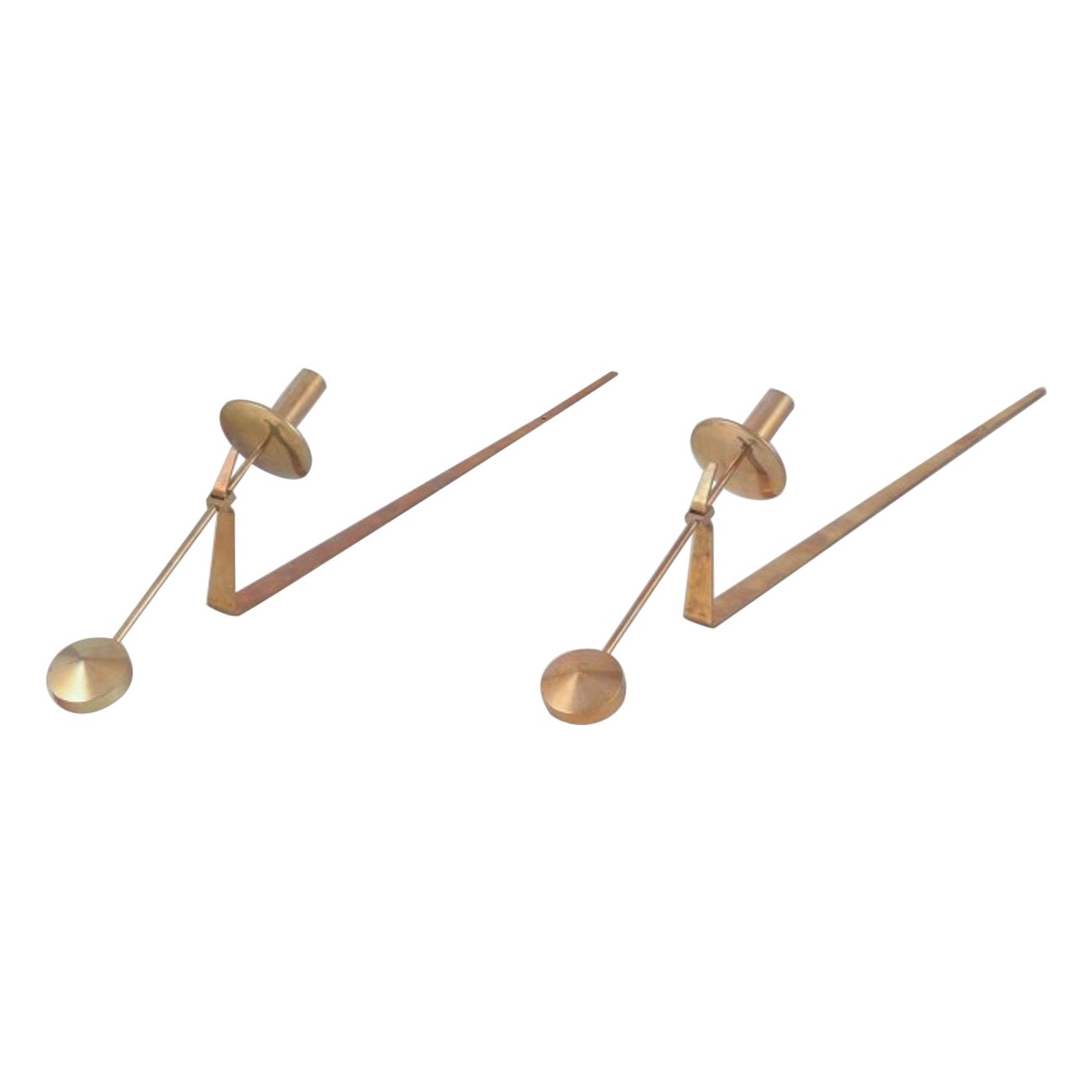 Skultuna, Sweden. Pair of wall-mounted candle sconces in brass. 1970/80s For Sale