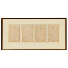 Antico William Worcester Churchill (1858 - 1926) 4 Disegni, 1908 firmato 'WC'