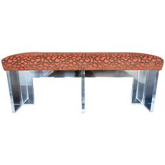 Red Upholstered Lucite Bench