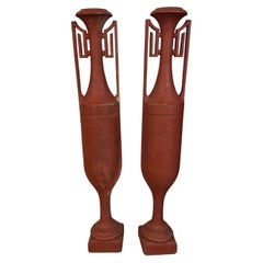 Pair Of French Art Deco Iron Urns