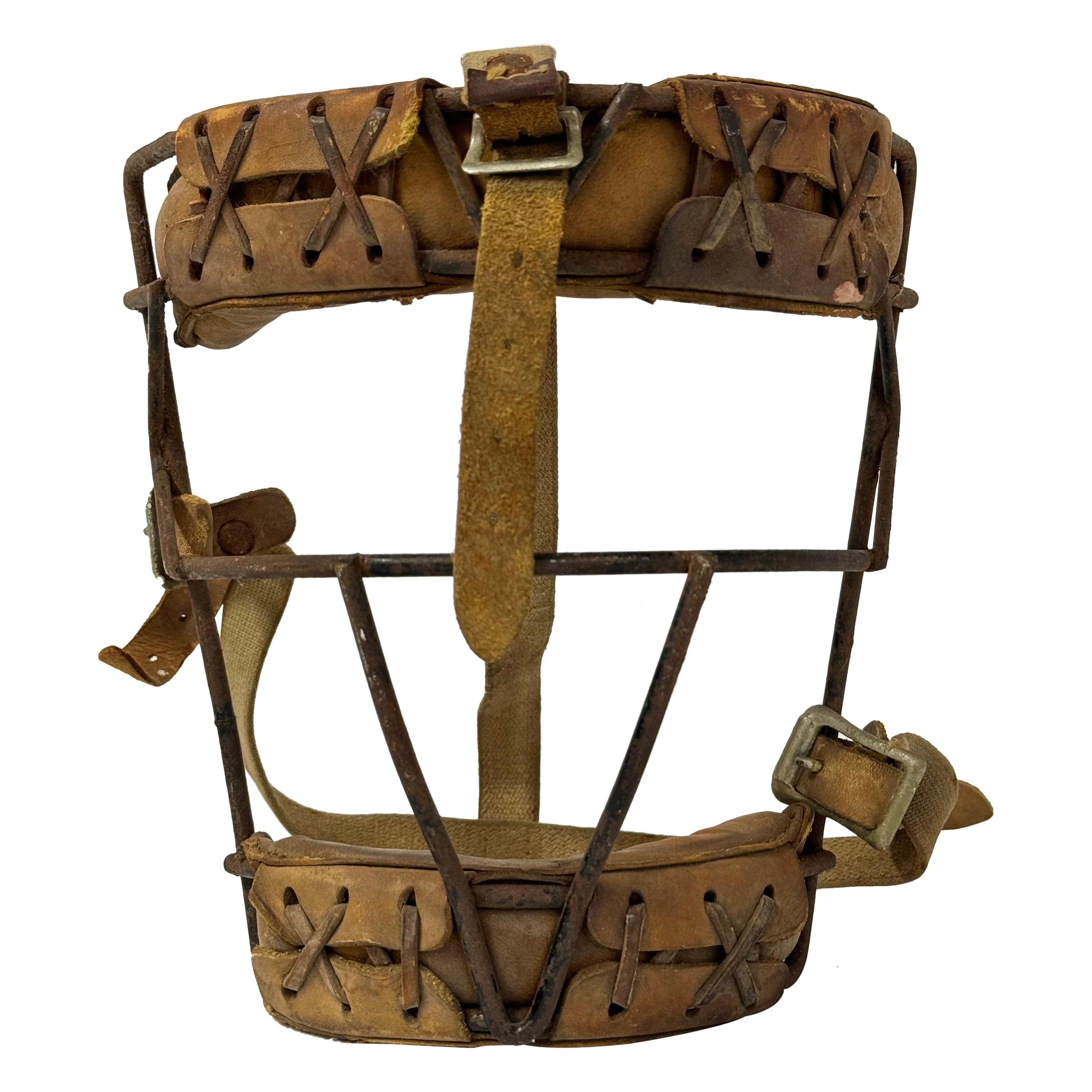 Antique Leather Baseball Catcher's Face Mask