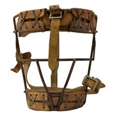Maschera da ricevitore di baseball in cuoio antico