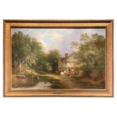 Antique Oil on Canvas Landscape Painting by British Artist "William Shayer, Sr."