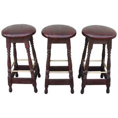 Mid 20th Century Original Surface Bar Stools with Leather Seats 11