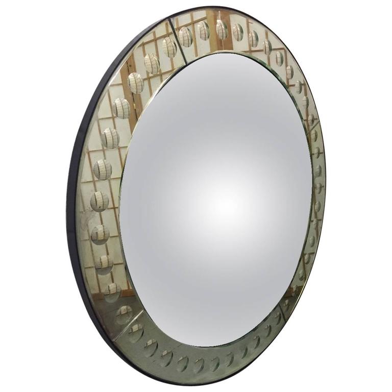 Vintage Piero Fornasetti Style Dome Front Bubbled Mirror For Sale at