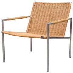 Martin Visser SZ 01 Rattan and Chrome Lounge Chair