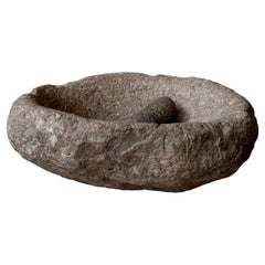 Antique River Stone Mortar And Pestle From San Luis Potosí, Mexico, Mid 19th Century