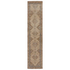 Vintage Bakhtiari Style Runner Rug in Beige-Brown Medallion from Rug & Kilim