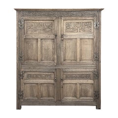 Used Mid-19th Century English Oak Wardrobe in Stripped Oak