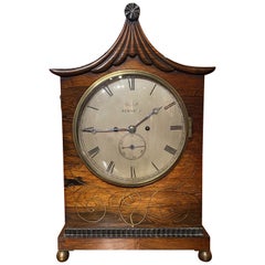 English Pagoda Top Rosewood Bracket Clock by Walsh, Newbury c 1825