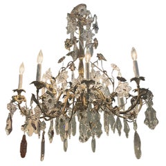 Vintage 19th Century 8 Bulb Floral Gilt Rococo Style Chandelier
