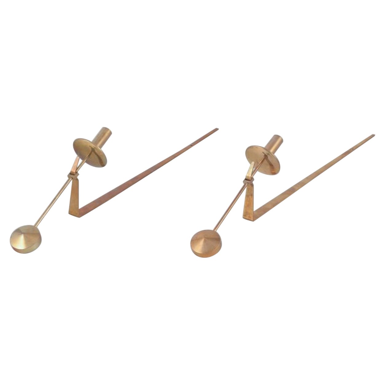 Skultuna, Sweden. A pair of wall-mounted candle sconces in brass. 1970s/80s For Sale