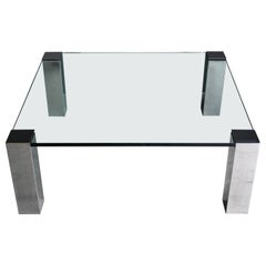 Table basse en chrome et verre Willy Rizzo pour Cidue, Italie, vers 1970