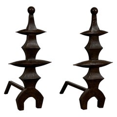 Used Pair of Large Bronze Andirons 