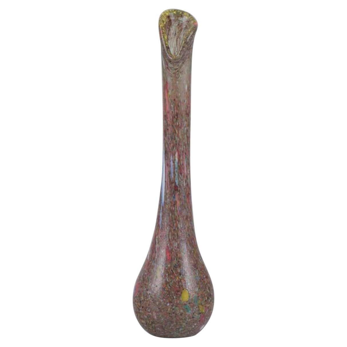 Murano, Italy. Large millefiori art glass vase with slender neck. For Sale