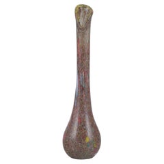 Murano, Italy. Large millefiori art glass vase with slender neck.