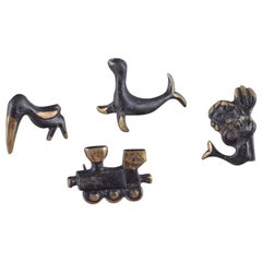 Vintage Walter Bosse (1904-1979), Austria. Four miniature bronze figurines.