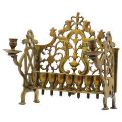 Lámpara de Hanukkah de latón polaco, S. XIX