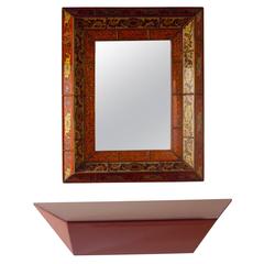 Modern Floating Lacquer Console with Peruvian Painted Mirror from Steve Chase