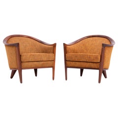 Vintage Mid Century Walnut Aristokrat Lounge Chair Bertil Fridhagen Sweden 1960s a Pair