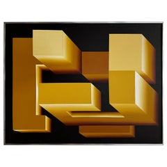 Pintura Op Art Abstracta Vintage de Grace Alhades y Marty Sherma