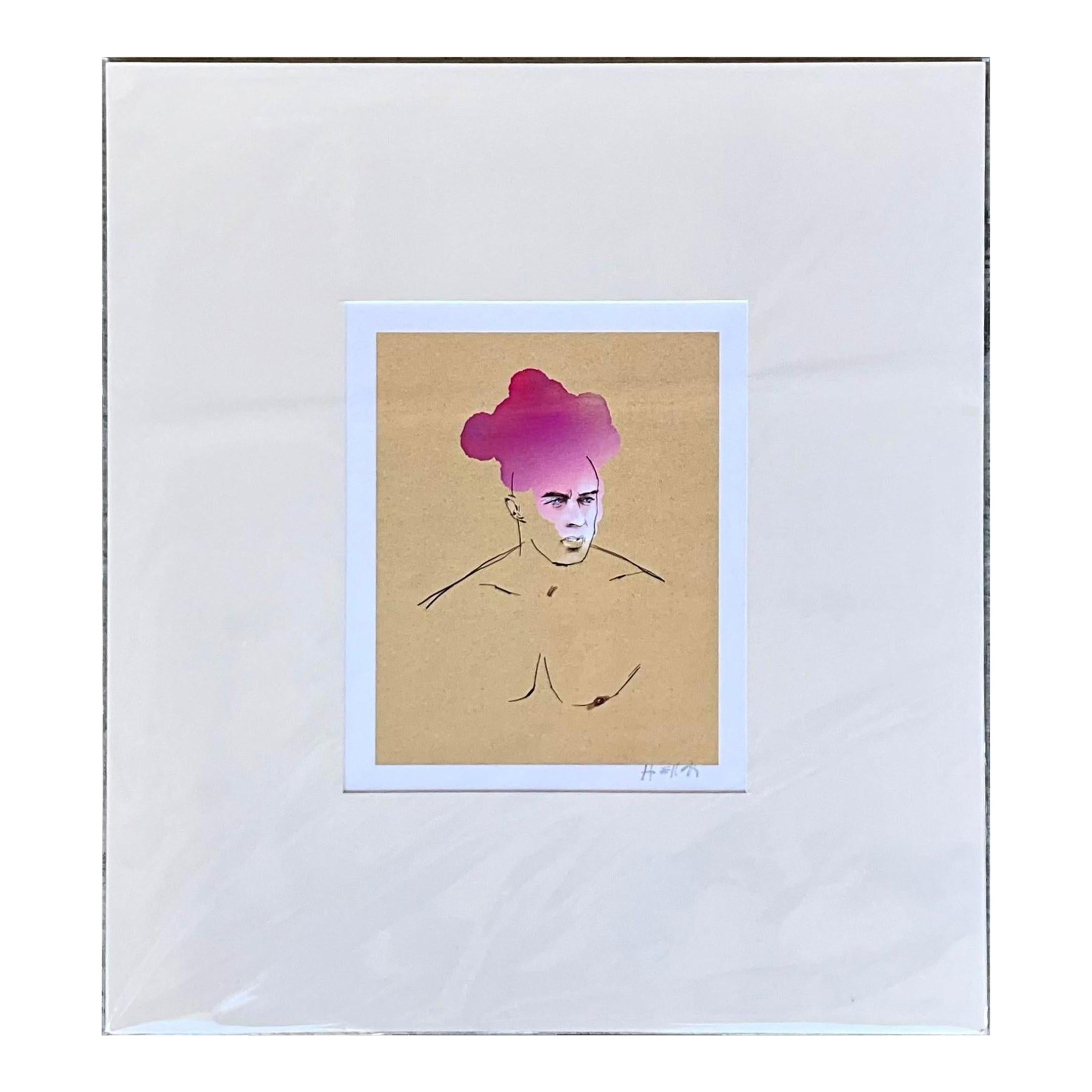 Contemporary Hand Signed Original Print of Color Study of Man For Sale