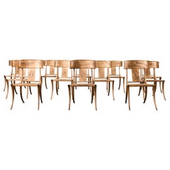 Used Set of Twelve Michael Taylor Gilt Klismos Garden Dining Chairs