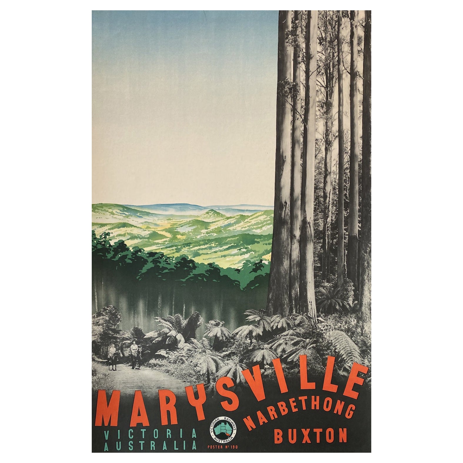 Art Deco Original Australian Vintage Poster, 'MARYSVILLE' Victorian Railways  For Sale