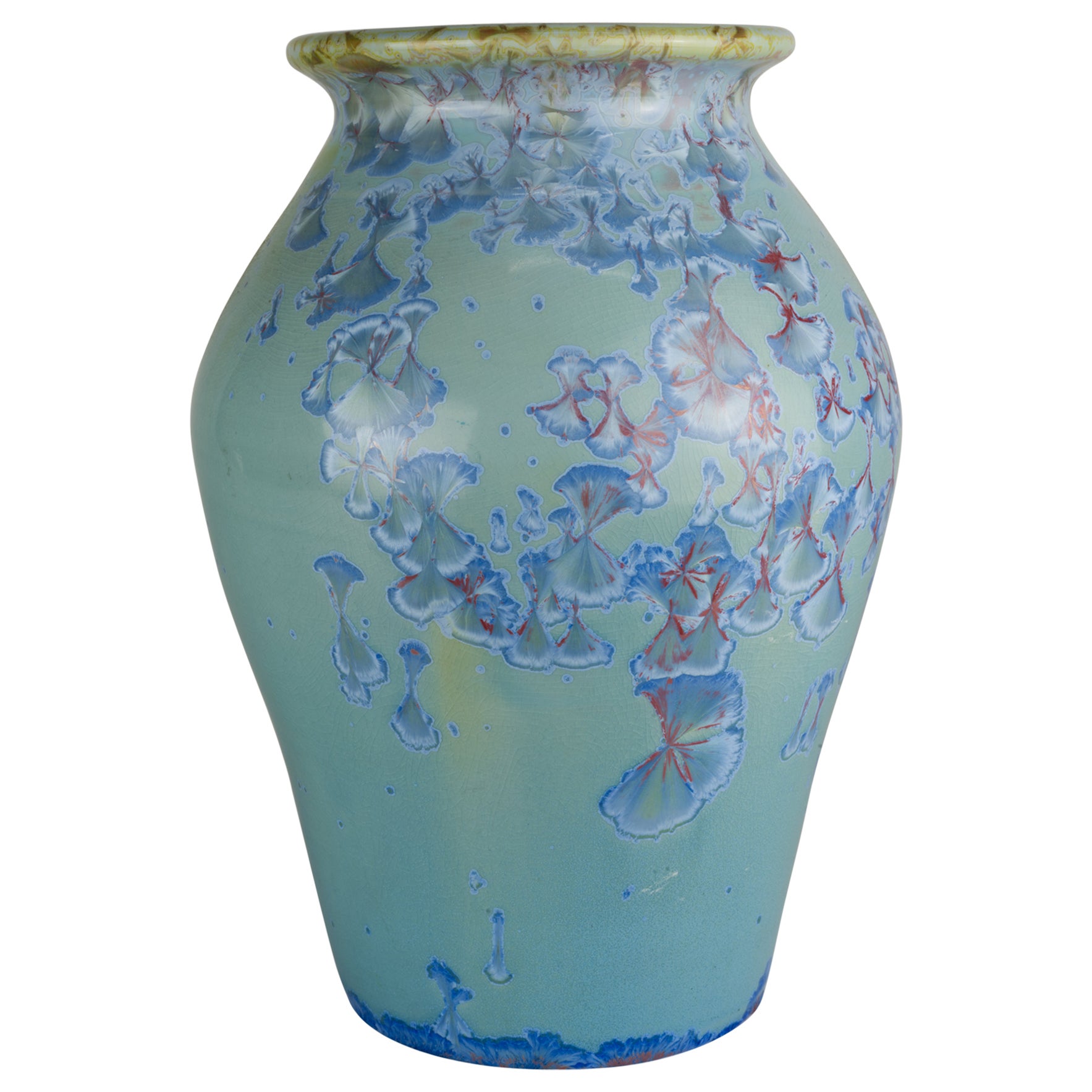 Jon Price Large Blue Crystalline Glaze Vase, California Art Pottery For Sale