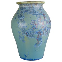 Jon Price grand vase bleu à glaçure cristalline, poterie d'art de Californie
