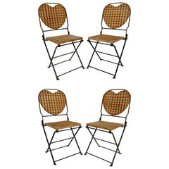 Vintage French Rattan and Wrought Iron Folding Chairs by Un Jardin...En Plus (4)