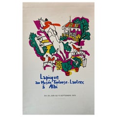 Retro Mid-century Modern Original Art & Exhibition Poster, Charles Lapicque 1970 
