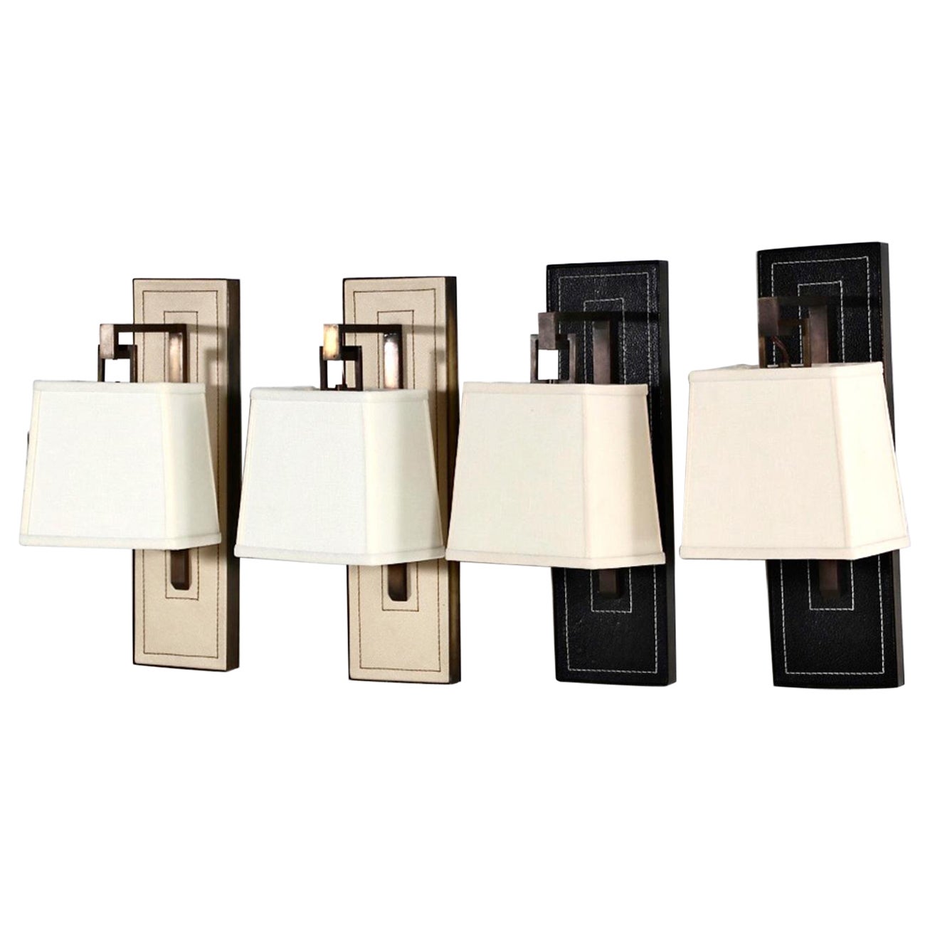 Paul Marra Leather and Brass Sconces For Sale
