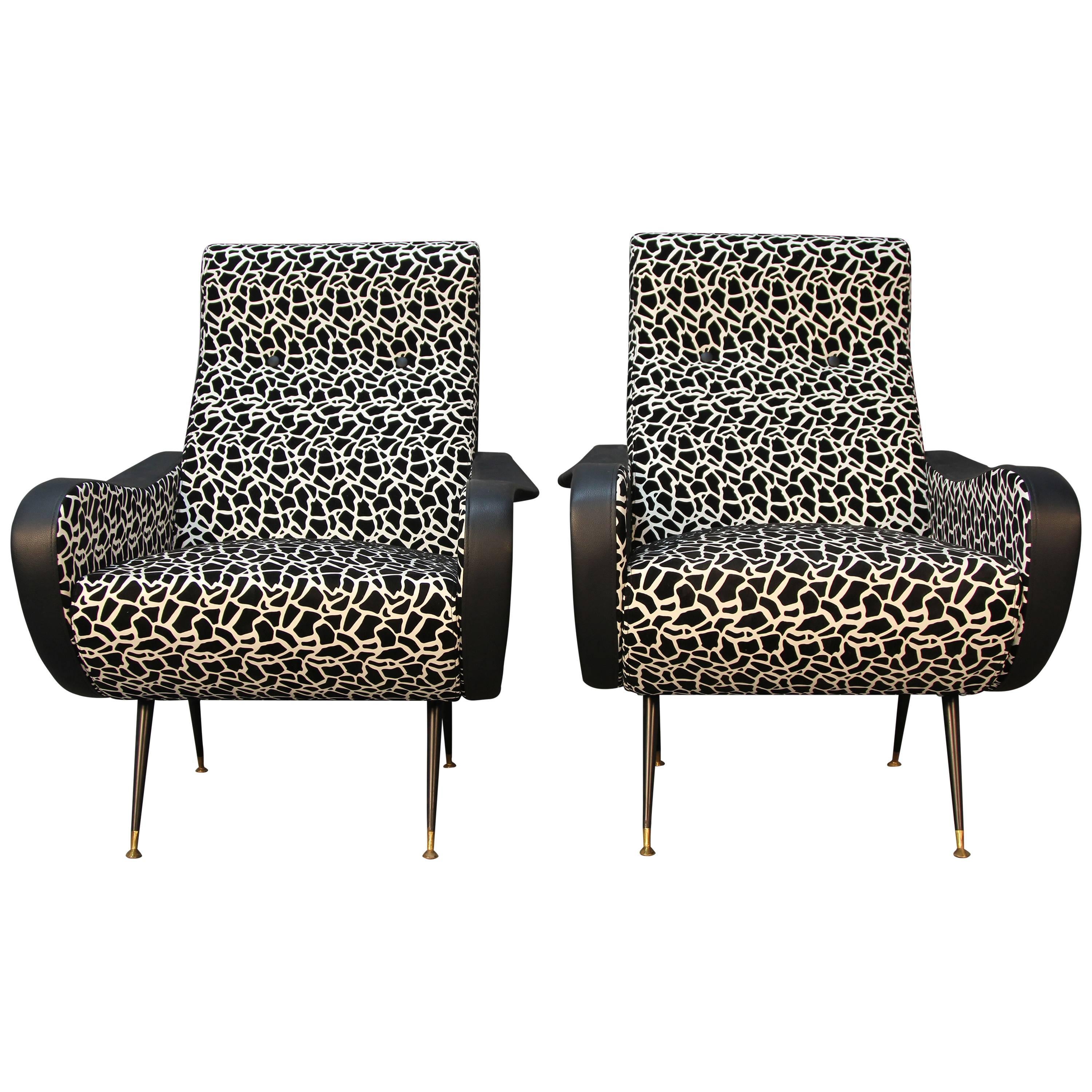 Pair of Italian Modern Mid-Century Lounge Chairs