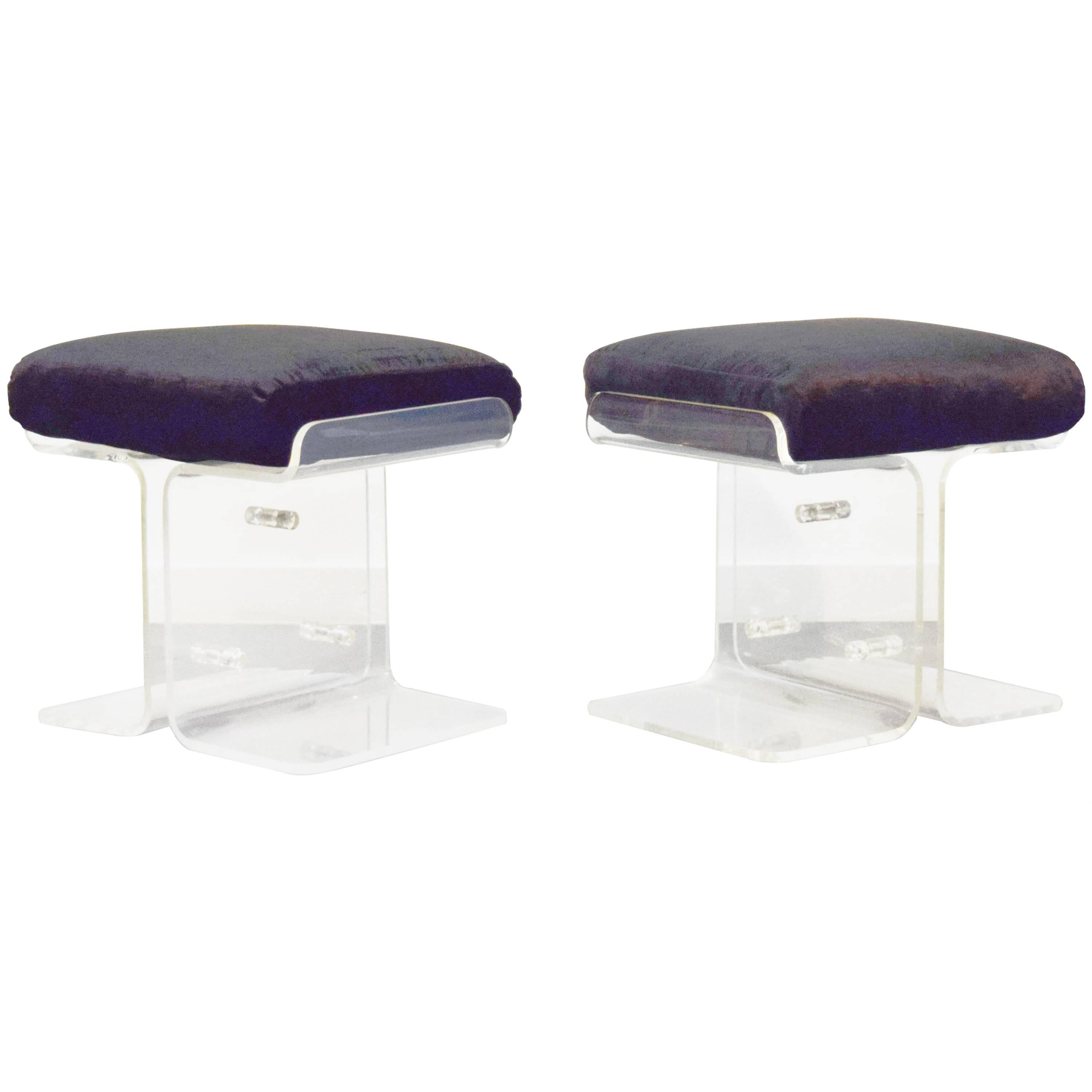 Pair of Lucite Butterfly Stools 
