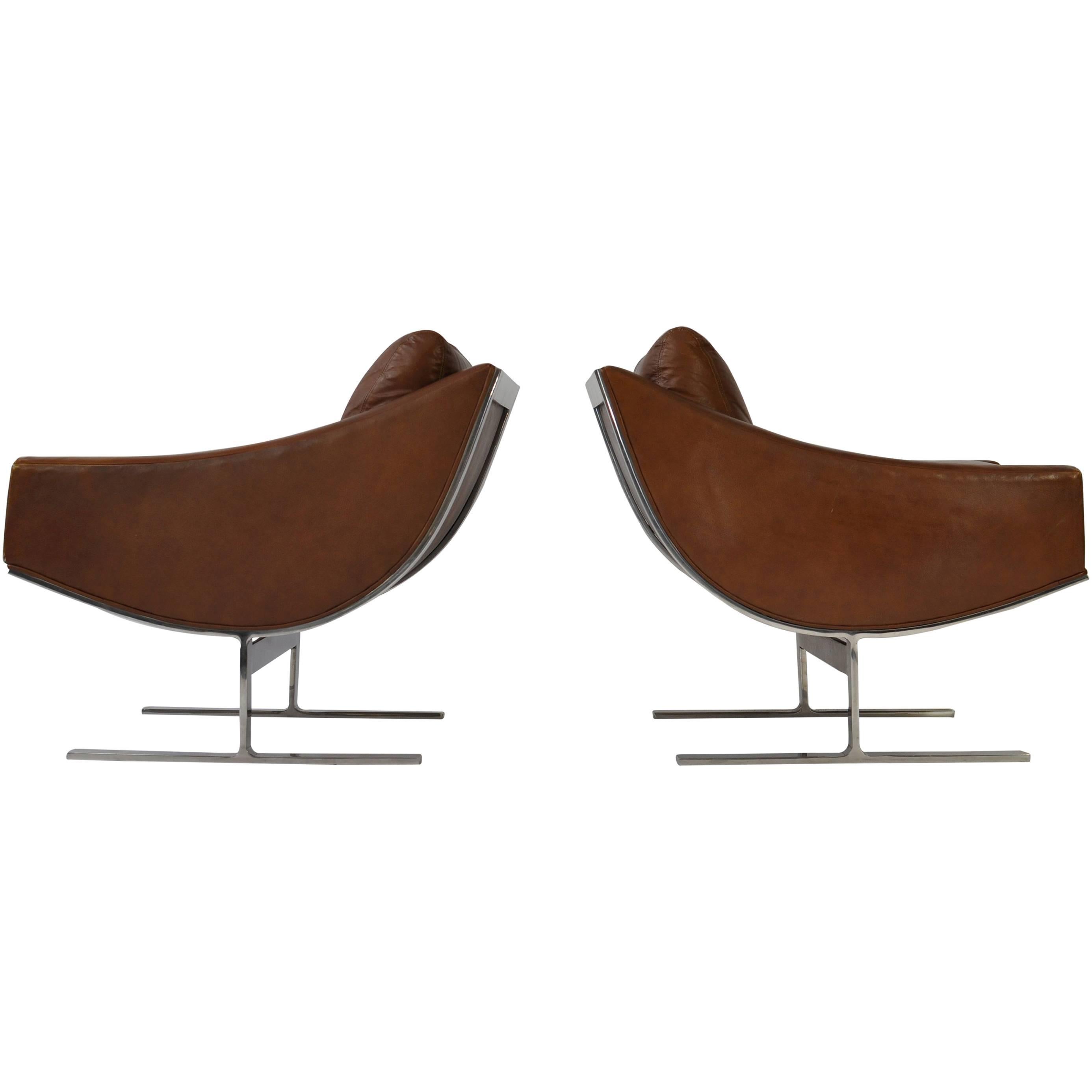 Pair of Kipp Stewart Leather Lounge Chairs  For Sale