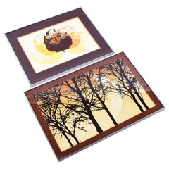 Pair of Vintage 1970s Arboreal Signed Limited Edition Prints with Trees