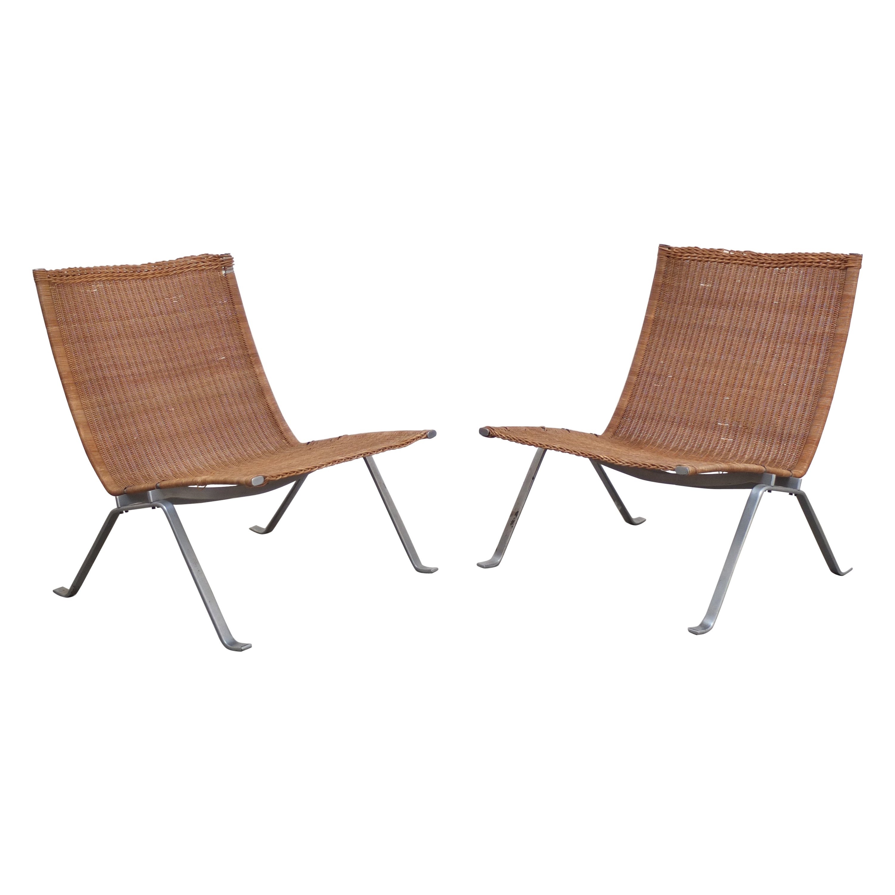 1st Edition Pair of 'PK22' Chairs by Poul Kjærholm for E. Kold Christensen, 1958