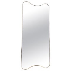 1960s Italy Brass Mirror-Lovely Pronounced Curvature in Bowed Top