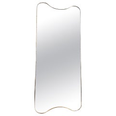 1960s Italy Brass Mirror-Lovely Pronounced Curvature in Bowed Top