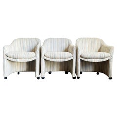 Postmodern Thayer Coggin Barrel Chairs on Casters - Set of 3