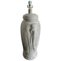 Boho Chic Elephant Etched Ceramic Table Lamp