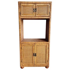 Used Boho Chic Wicker Wrapped Etagere/Cabinet