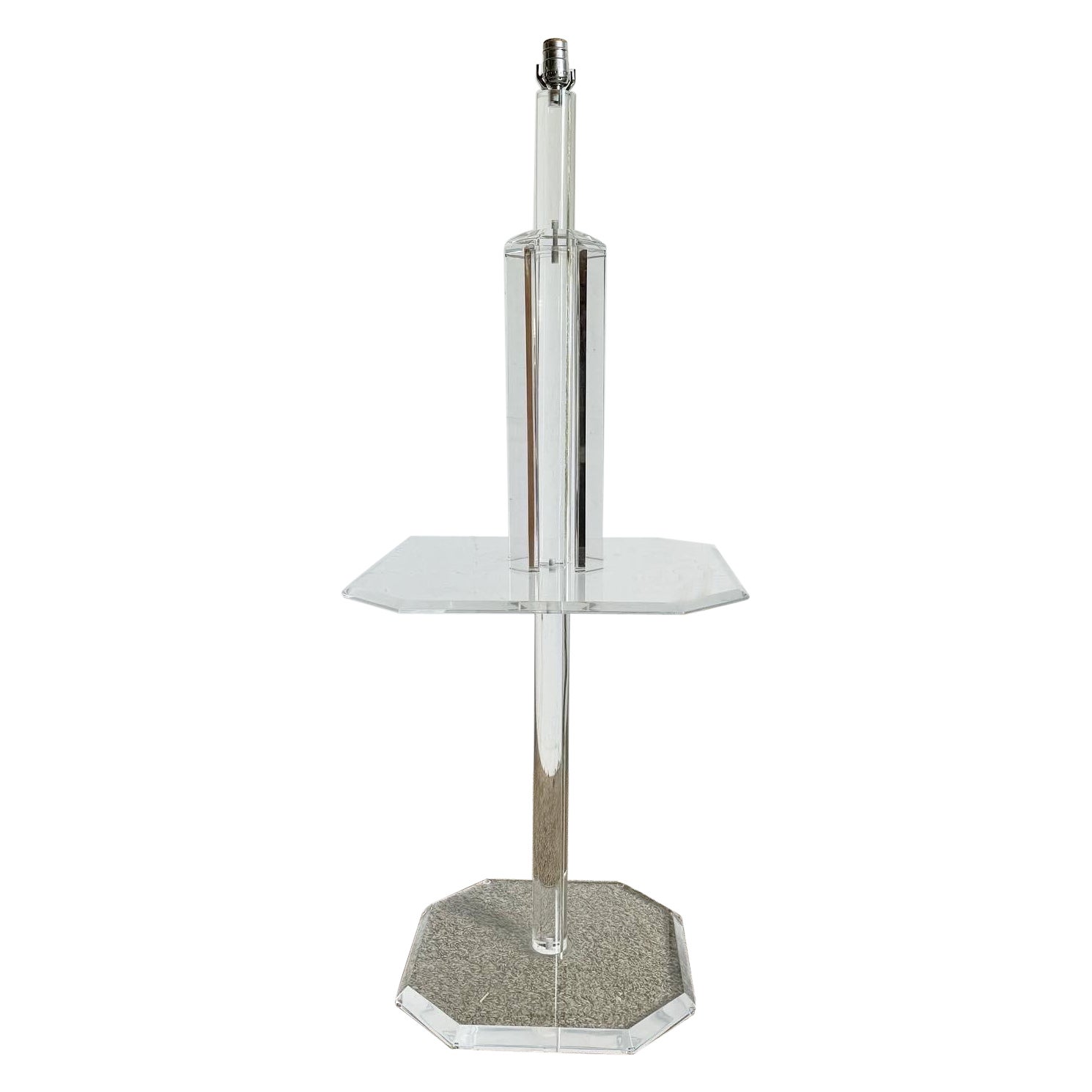 Achteckiger Lucite-Beistelltisch/Floor-Lampe, Moderne der Mitte des Jahrhunderts