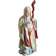 Chinesisches glasiertes Porzellan Shou Lao Skulptur