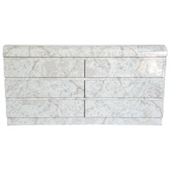 Commode cascade postmoderne en stratifié faux marbre - 6 tiroirs